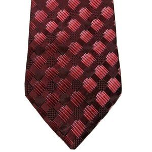 Karako Collection Red Geometric Silk Necktie